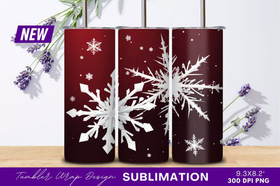 White Snowflakes On Maroon Background Tumbler Png Sublimation Regulrcrative 