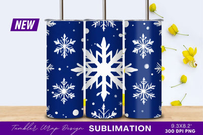 White Snowflakes Seamless Pattern On Blue Background Sublimation Regulrcrative 