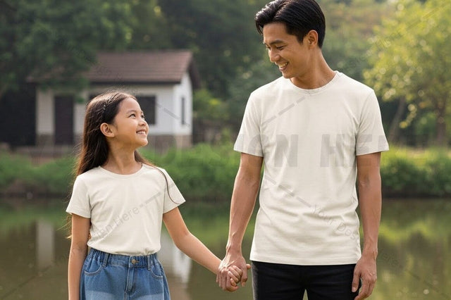 White t-shirt mockup design with family Mock Up Photo Regulrcrative 