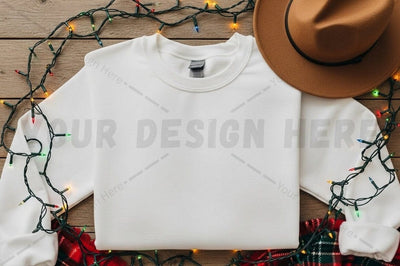 White t-shirt mockup with holiday decorations Mock Up Photo Designangry 