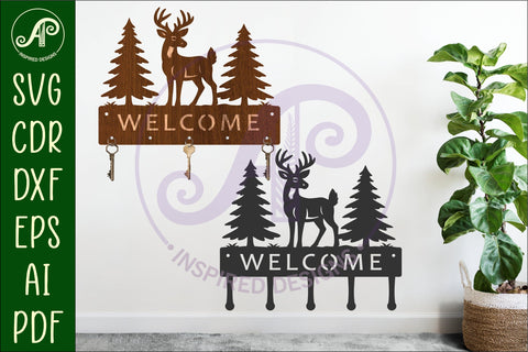 White tail Deer Key holder designs for wood and metal SVG APInspireddesigns 