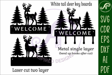 White tail Deer Key holder designs for wood and metal SVG APInspireddesigns 