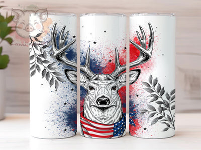White Tailed Deer Americana 20oz Tumbler, Patriotic Design, Bold Composition, Americana Style, Wildlife Art, Skinny Tumbler, Sublimation PNG Sublimation Lara' s Designs 