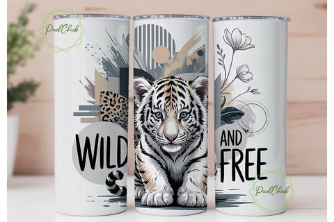 White Tiger Cub 20oz Tumbler Wrap Sublimation PixelChick 