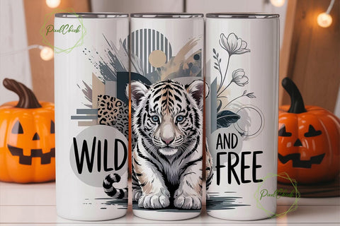 White Tiger Cub 20oz Tumbler Wrap Sublimation PixelChick 