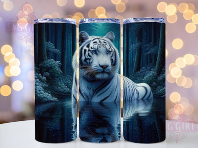 White Tiger Glowing Eyes 20oz Tumbler, Glowing Eyes Design, 20oz Tumbler, Sublimation Wrap, Wildlife Gifts, Animal Lover Gift, Exotic Drinkware Sublimation SvggirlplusArt 