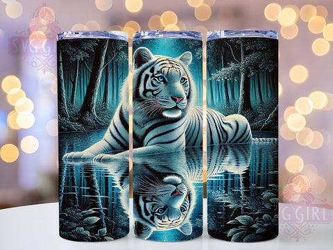 White Tiger Glowing Eyes 20oz Tumbler, Glowing Eyes Design, 20oz Tumbler, Sublimation Wrap, Wildlife Gifts, Animal Lover Gift, Exotic Drinkware Sublimation SvggirlplusArt 