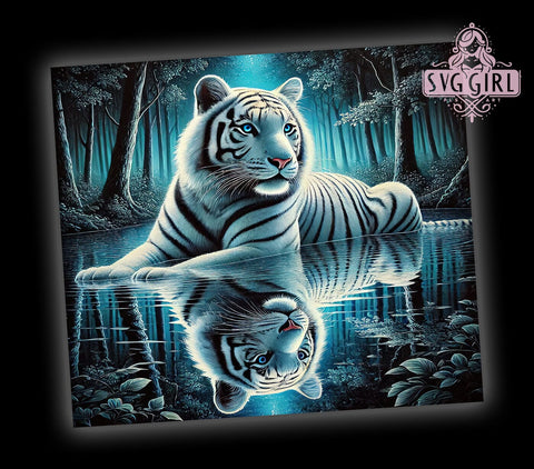 White Tiger Glowing Eyes 20oz Tumbler, Glowing Eyes Design, 20oz Tumbler, Sublimation Wrap, Wildlife Gifts, Animal Lover Gift, Exotic Drinkware Sublimation SvggirlplusArt 