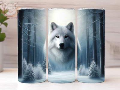 White Wolf 20oz Tumbler Png, Straight & Tapered Tumbler Png, Wolf Tumbler Png, Digital Download PNG Sublimation Lara' s Designs 