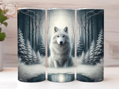 White Wolf 20oz Tumbler Png, Straight & Tapered Tumbler Png, Wolf Tumbler Png, Digital Download PNG Sublimation Lara' s Designs 