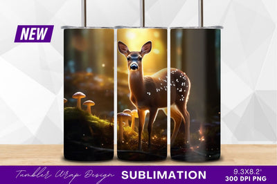 Whitetail deer and mushrooms in magical forest Sublimation Regulrcrative 