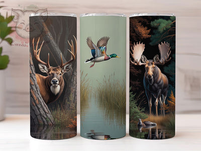 Whitetail Deer Hunting Tumbler, Duck Hunting Wrap, Moose Hunting Cup, 20oz Sublimation Wrap, Stylish Hunting Design Tumbler, Artistic Wildlife Cup, Outdoor Sports Theme Wrap Sublimation Lara' s Designs 