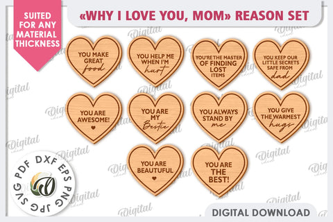 "WHY I LOVE YOU MOM" Box Laser Cut. Mother's Day SVG SVG Evgenyia Guschina 