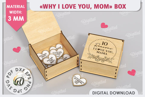 "WHY I LOVE YOU MOM" Box Laser Cut. Mother's Day SVG SVG Evgenyia Guschina 