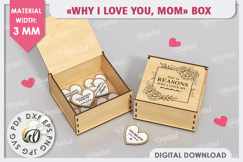 "WHY I LOVE YOU MOM" Box Laser Cut. Mother's Day SVG SVG Evgenyia Guschina 
