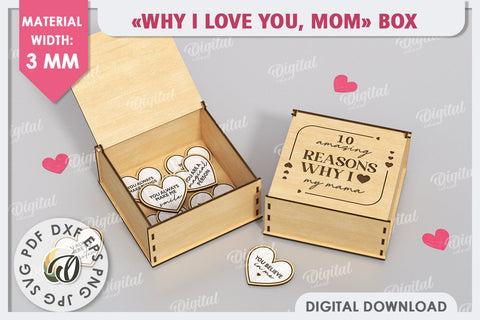 "WHY I LOVE YOU MOM" Box Laser Cut. Mother's Day SVG SVG Evgenyia Guschina 