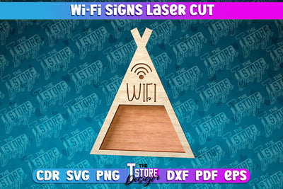 Wi-fi Signs Laser Cut | Laser Cut SVG Design | CNC Files SVG The T Store Design 
