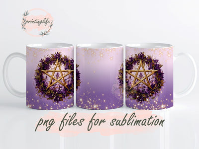Wicca Mug Wrap Design, Instant Digital Design Download Mug Wrap Design, Mug Design PNG Sublimation PrintingLife 