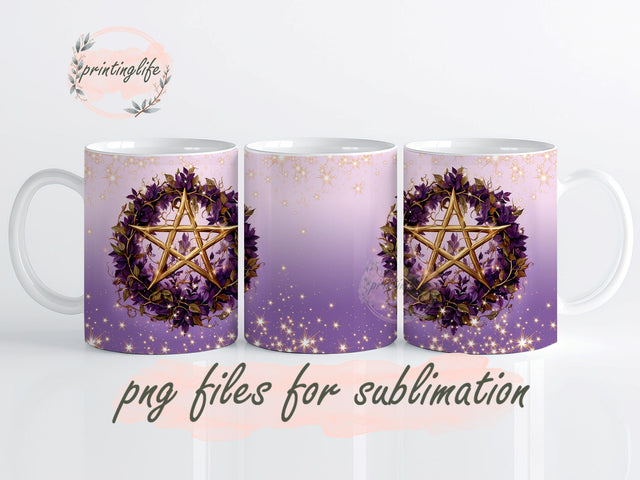 Wicca Mug Wrap Design, Instant Digital Design Download Mug Wrap Design, Mug Design PNG Sublimation PrintingLife 
