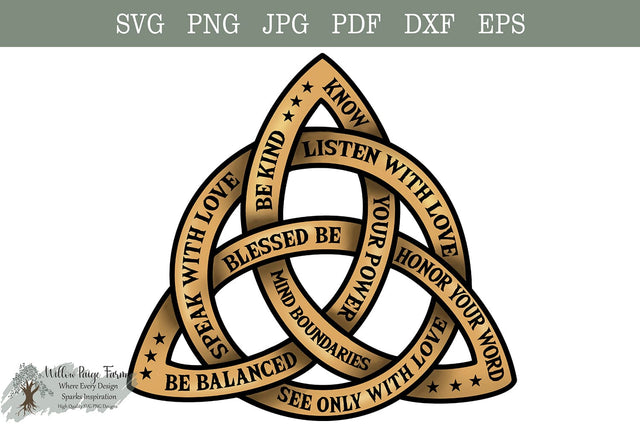 Wiccan Triquetra |Wiccan Affirmations | Celtic Knot | Digital Download | Witchy Download | Blessed Be | Spiritual Design | Wiccan SVG SVG Willow Paige Farms 