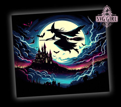 Wicked Inspired, Tumbler Wrap, PNG Sublimation, 20oz Tumbler, Halloween Decor, Witch Theme, Fantasy Art, Magical Gift Sublimation SvggirlplusArt 