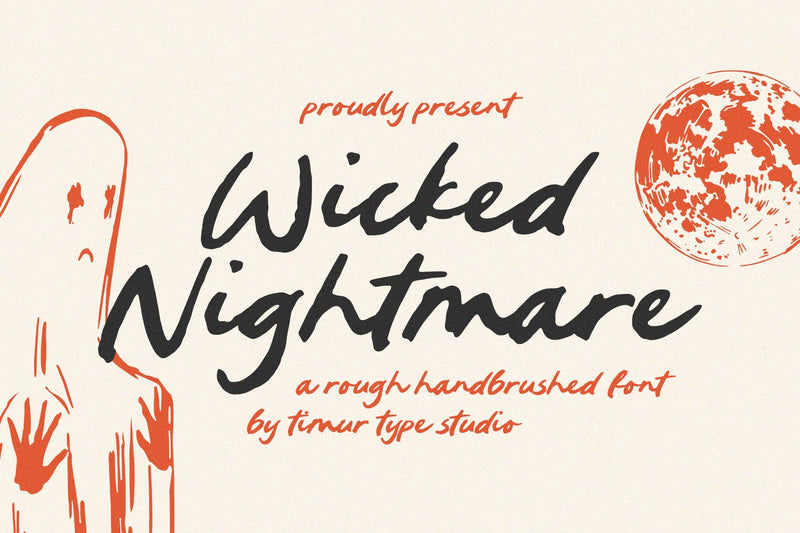 Wicked Nightmare - Rough Handbrushed Font Font Timur type 