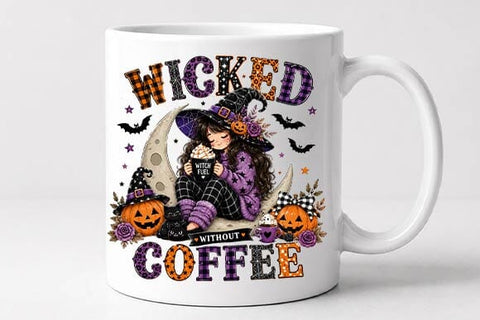 Wicked Without Coffee Halloween Witch PNG, Sublimation Design SVG BillahCrafts 