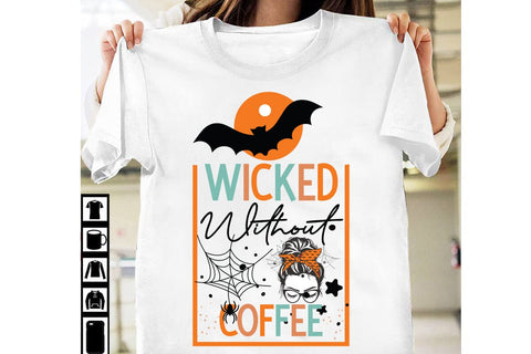 Wicked Without Coffee SVG Design,Wicked Without Coffee Quotes,Cut File, Halloween SVG Cut File, Halloween Clipart, Trick or Treat SVG Bundle, Halloween PNG Bundle Sublimation BlackCatsMedia 