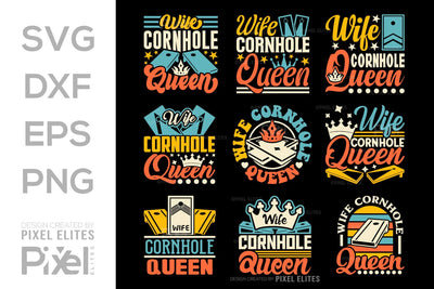 Wife Cornhole Queen SVG Cornhole game Tshirt Bundle Cornhole Quote Design, PET 00111 SVG ETC Craft 
