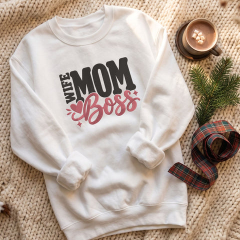 Wife Mom Boss Embroidery Design – Strong Mama Pink Script Mom Life Machine Embroidery File Embroidery/Applique DESIGNS PatternFeed8 