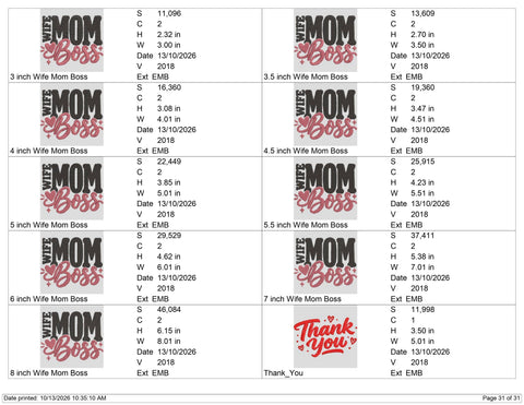 Wife Mom Boss Embroidery Design – Strong Mama Pink Script Mom Life Machine Embroidery File Embroidery/Applique DESIGNS PatternFeed8 