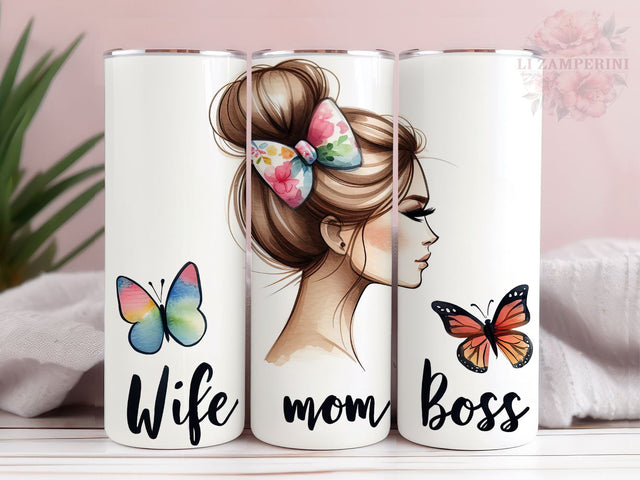 Wife Mom Boss Messy Bun 20oz Tumbler Wrap PNG, Mother's Day Tumber Png, Straight & Tapered Tumbler Wrap, Instant Digital Download Sublimation Li Zamperini 