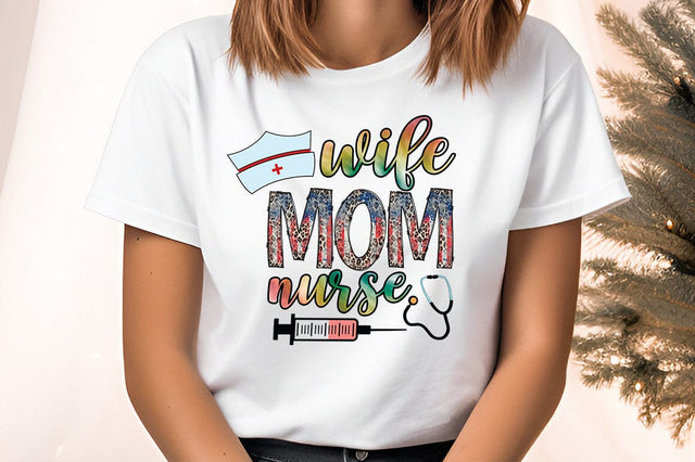 Wife mom nurse PNG Design Sublimation Designangry 