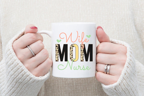 Wife Mom Nurse PNG Sublimation Design Sublimation CraftLabSVG 