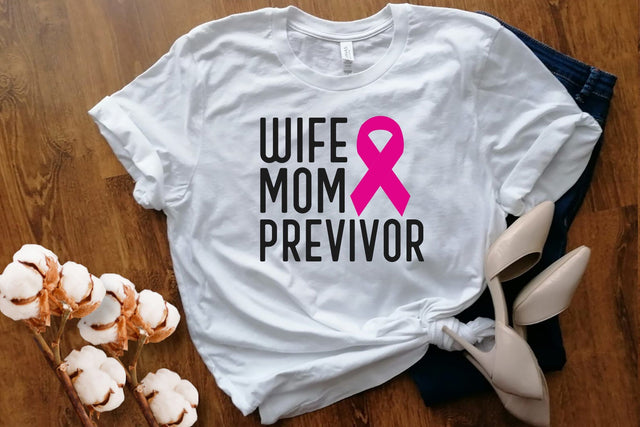 Wife Mom Previvor Svg, Breast Cancer Awareness Svg, Breast Cancer Shirt, Breast Cancer Gifts for Husband Dad, Svg Cut file, Cancer Ribbon SVG DesignDestine 