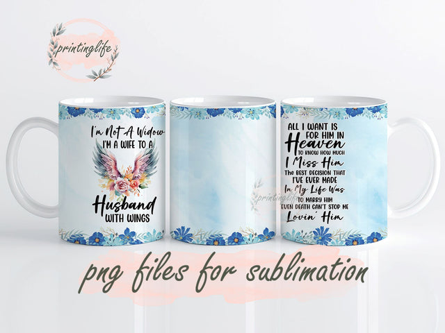 Wife To A Husband With Wings Mug Wrap Design, Instant Digital Design Download Mug Wrap Design, Mug Design PNG Sublimation PrintingLife 