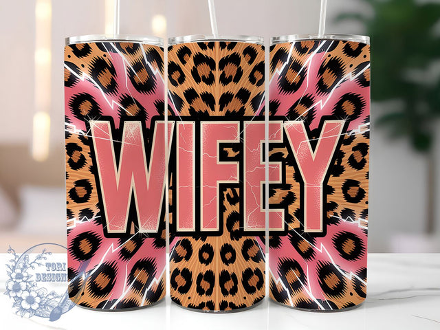 Wifey Leopard Print Tumbler Wrap, Leopard Print Tumbler, 20oz Sublimation Design, Bride Gift Wrap, Animal Print Tumbler, Wifey Cup Design, Cute Wife Tumbler Sublimation ToriDesigns 