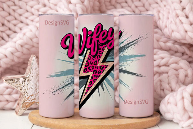 Wifey Lightning Bolt 20oz Tumbler Wrap Sublimation DesignSVG 