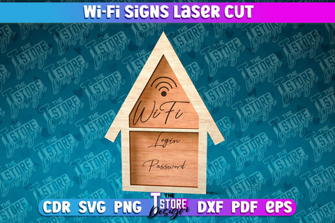 Wifi Sign Laser Cut File | Wifi Signs Laser Cut Bundle | QR Code SVG The T Store Design 