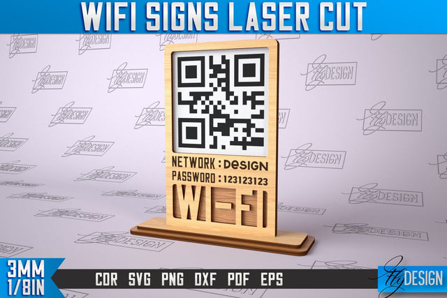 Wifi Signs Laser Cut | Laser Cut SVG Design | CNC Files SVG Fly Design 