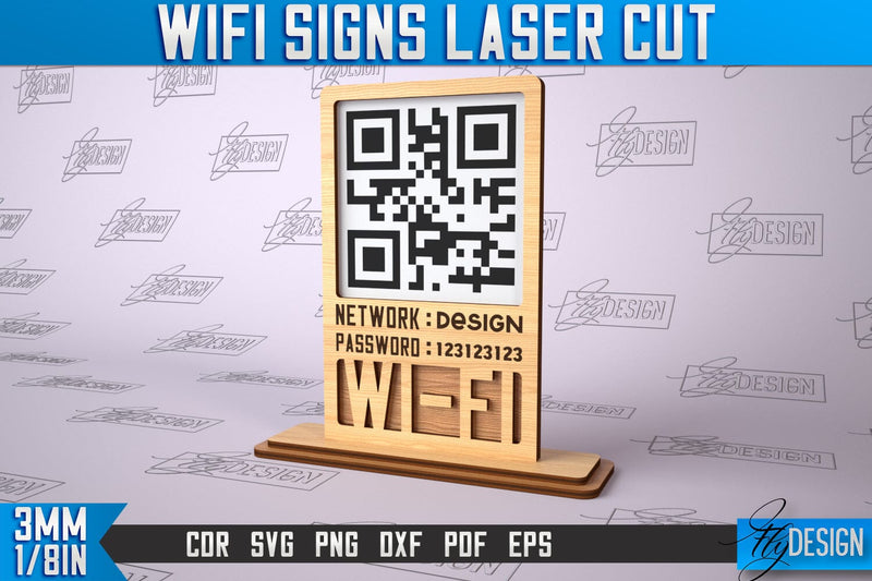 Wifi Signs Laser Cut | Laser Cut SVG Design | CNC Files SVG Fly Design 