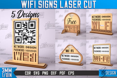 Wifi Signs Laser Cut | Laser Cut SVG Design | CNC Files SVG Fly Design 