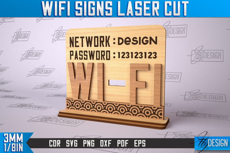 Wifi Signs Laser Cut | Laser Cut SVG Design | CNC Files SVG Fly Design 