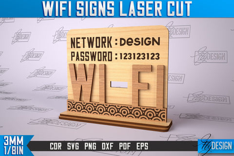 Wifi Signs Laser Cut | Laser Cut SVG Design | CNC Files SVG Fly Design 