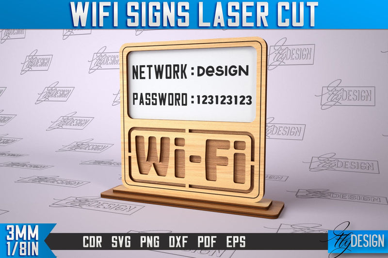Wifi Signs Laser Cut | Laser Cut SVG Design | CNC Files SVG Fly Design 