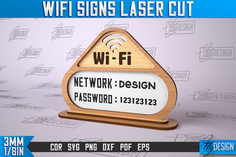 Wifi Signs Laser Cut | Laser Cut SVG Design | CNC Files SVG Fly Design 