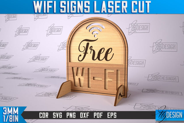 Wifi Signs Laser Cut | Laser Cut SVG Design | CNC Files SVG Fly Design 