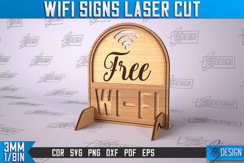 Wifi Signs Laser Cut | Laser Cut SVG Design | CNC Files SVG Fly Design 