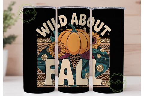Wild About Fall 20oz Tumbler Design Sublimation PixelChick 