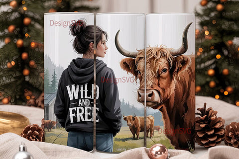 Wild and Free Cowgirl 20oz Tumbler Wrap Sublimation DesignSVG 